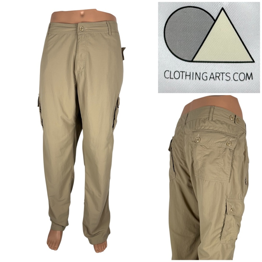 Clothing Arts Mens 42 X 34 Pants Khaki P^Cubed Pick Pocket Proof Travel Nylon
